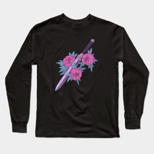 Dagger in Peonies Long Sleeve T-Shirt